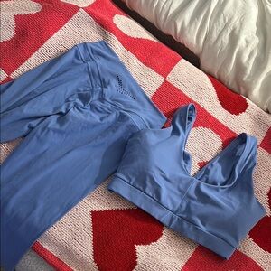 Soft Blue Sports Bra and Leggings Set for Active Comfort
